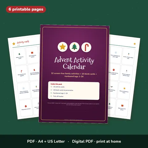 Advent Activity Calendar Cards – 32 Family Christmas Activities