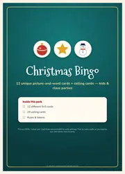 Christmas Bingo – 12 Printable Picture Cards + Calling Cards – page 1