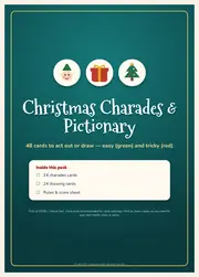 Christmas Charades & Pictionary Cards – 48 Printable Cards – page 1