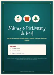 Mimes et Pictionary de Noël – 48 cartes à imprimer – page 1