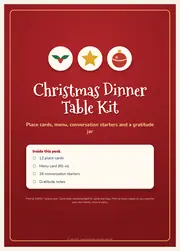 Christmas Dinner Table Kit – Place Cards, Menu & Conversation Starters – page 1