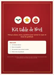 Kit table de Noël – Marque-places, menu et questions pour le repas – page 1