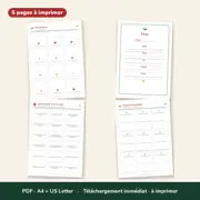 Kit table de Noël – Marque-places, menu et questions pour le repas – Aperçu de l'intérieur