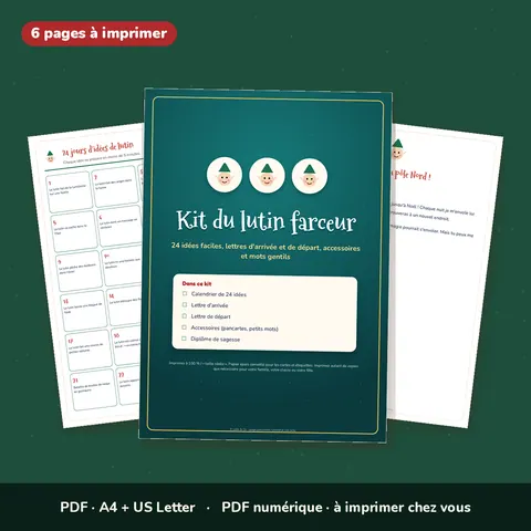 Kit du lutin farceur – 24 idées, lettres d'arrivée et de départ