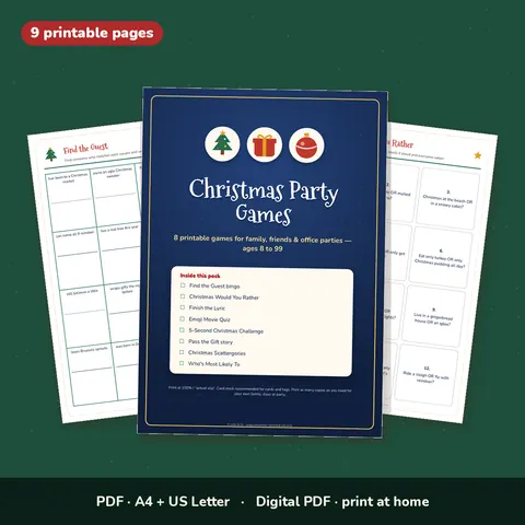 Christmas Party Games Bundle (8 printable games)