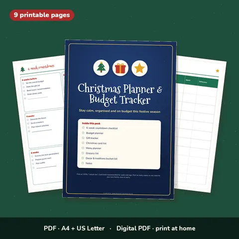 Christmas Planner & Holiday Budget Tracker – Printable PDF