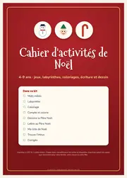 Cahier d'activités de Noël à imprimer – Jeux, labyrinthe et coloriages (4–9 ans) – page 1