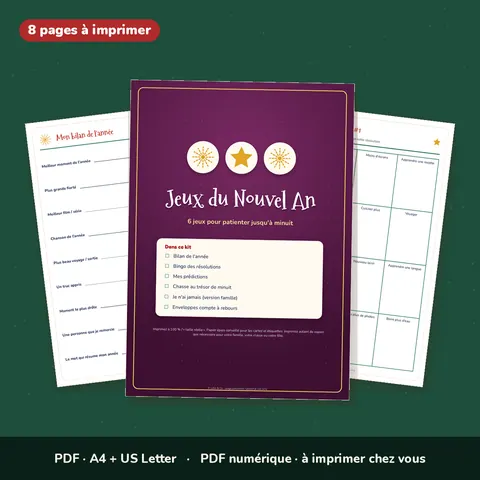 Jeux du Nouvel An à imprimer – 6 jeux pour le réveillon