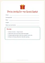 Secret Santa Printable Kit – Invitation, Wish List, Draw Slips, Tags – page 2